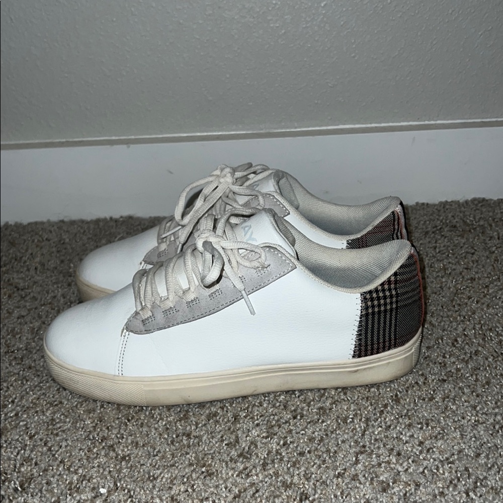 Plaid Accent White Sneakers